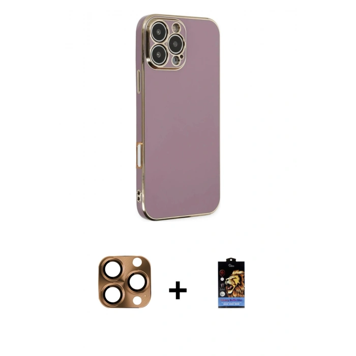 MARSİLYAN™- iPhone 16 Pro Max Kılıf Yankı Serisi - Siyah Buffer Hayalet Cam Ekran Koruyucu + Pers Alüminyum Kamera Lens - CLTM