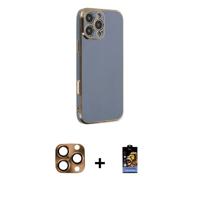 MARSİLYAN™- iPhone 16 Pro Max Kılıf Yankı Serisi - Siyah Buffer Hayalet Cam Ekran Koruyucu + Pers Alüminyum Kamera Lens - CLTM