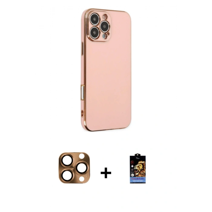 MARSİLYAN™- iPhone 16 Pro Max Kılıf Yankı Serisi - Siyah Buffer Hayalet Cam Ekran Koruyucu + Pers Alüminyum Kamera Lens - CLTM