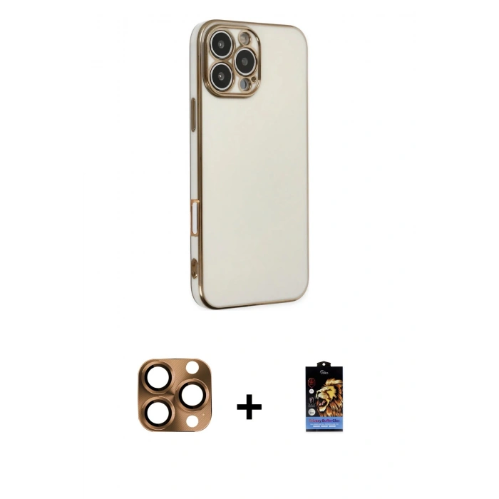 MARSİLYAN™- iPhone 16 Pro Max Kılıf Yankı Serisi - Siyah Buffer Hayalet Cam Ekran Koruyucu + Pers Alüminyum Kamera Lens - CLTM