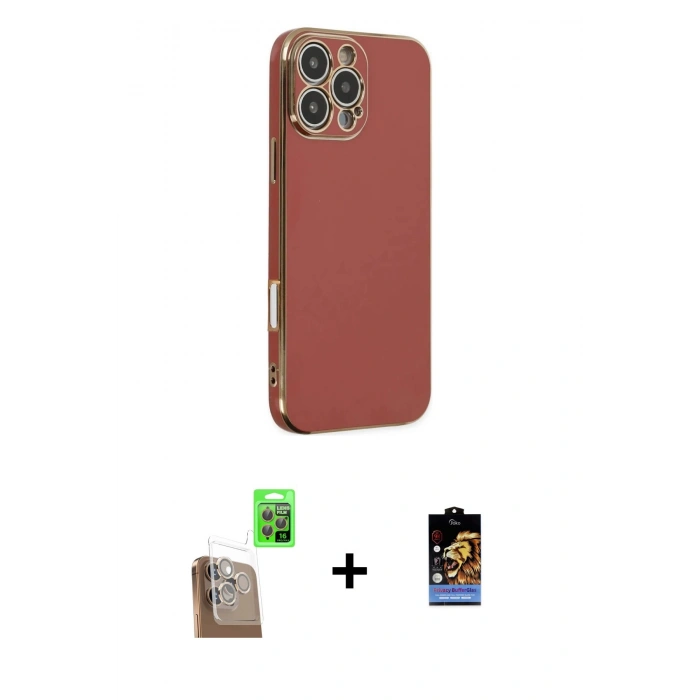 MARSİLYAN™- iPhone 16 Pro Max Kılıf Yankı Serisi - Siyah Buffer Hayalet Cam Ekran Koruyucu + Raze Metal Kamera Lens - CLTM