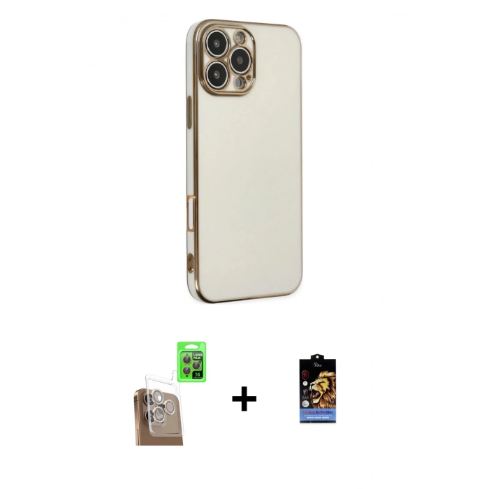 MARSİLYAN™- iPhone 16 Pro Max Kılıf Yankı Serisi - Siyah Buffer Hayalet Cam Ekran Koruyucu + Raze Metal Kamera Lens - CLTM