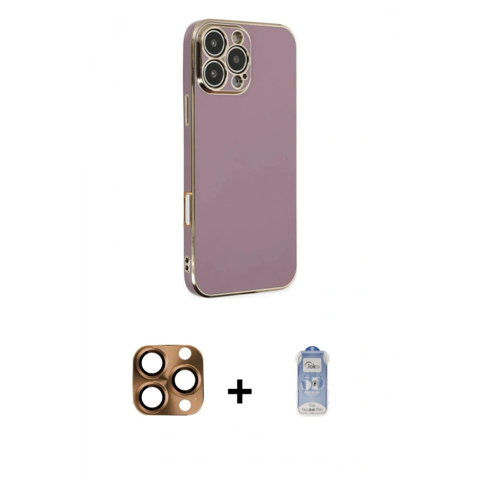 MARSİLYAN™- iPhone 16 Pro Max Kılıf Yankı Serisi - Siyah Joko Magic 5D Cam + Pers Alüminyum Kamera Lens - CLTM