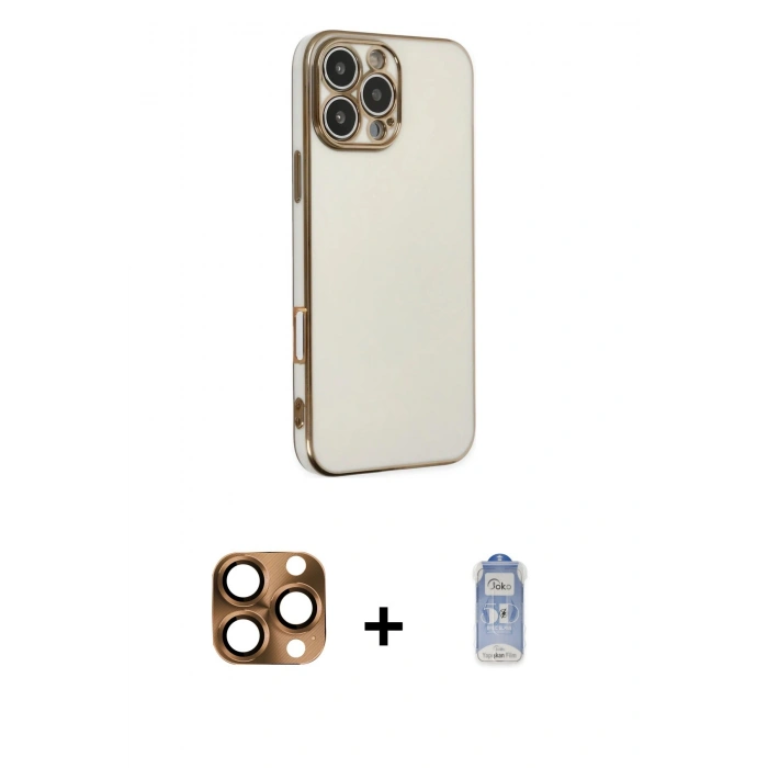 MARSİLYAN™- iPhone 16 Pro Max Kılıf Yankı Serisi - Siyah Joko Magic 5D Cam + Pers Alüminyum Kamera Lens - CLTM