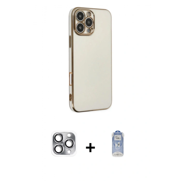 MARSİLYAN™- iPhone 16 Pro Max Kılıf Yankı Serisi - Siyah Joko Magic 5D Cam + Pers Alüminyum Kamera Lens - GI