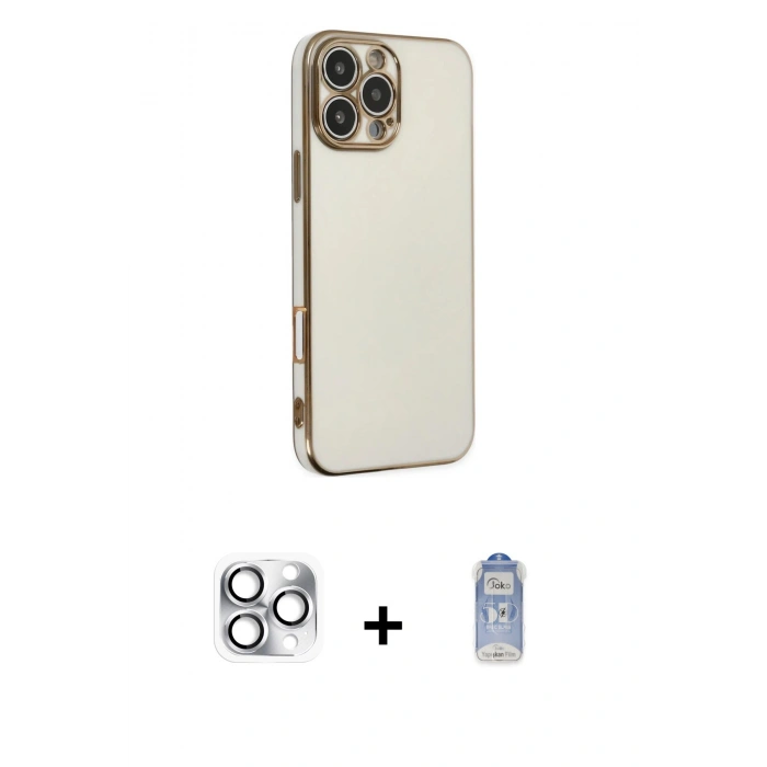 MARSİLYAN™- iPhone 16 Pro Max Kılıf Yankı Serisi - Siyah Joko Magic 5D Cam + Pers Alüminyum Kamera Lens - GS