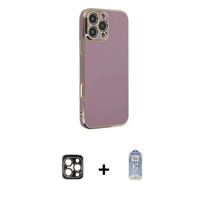 MARSİLYAN™- iPhone 16 Pro Max Kılıf Yankı Serisi - Siyah Joko Magic 5D Cam + PVD Metal Kamera Lens - GD