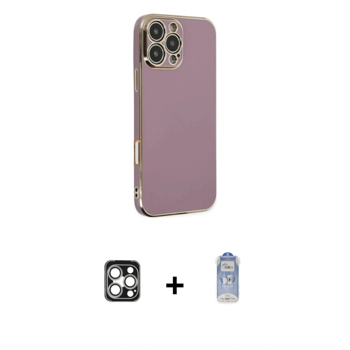 MARSİLYAN™- iPhone 16 Pro Max Kılıf Yankı Serisi - Siyah Joko Magic 5D Cam + PVD Metal Kamera Lens - GS