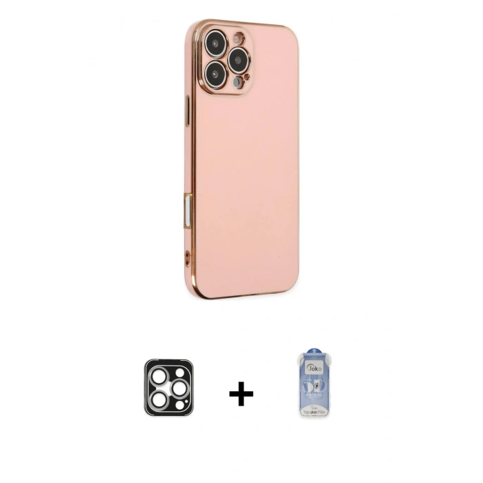 MARSİLYAN™- iPhone 16 Pro Max Kılıf Yankı Serisi - Siyah Joko Magic 5D Cam + PVD Metal Kamera Lens - GS