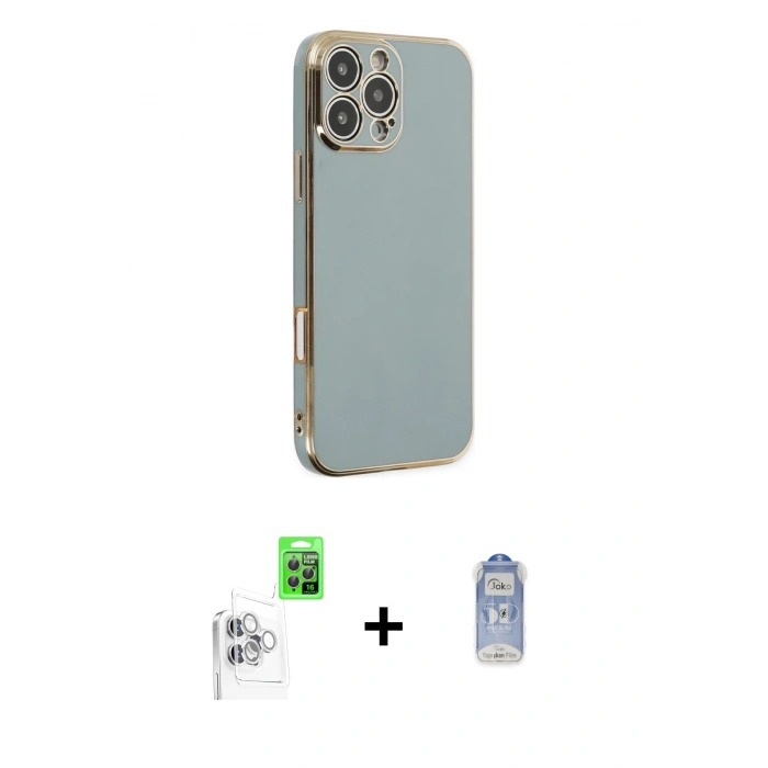 MARSİLYAN™- iPhone 16 Pro Max Kılıf Yankı Serisi - Siyah Joko Magic 5D Cam + Raze Metal Kamera Lens - BZ
