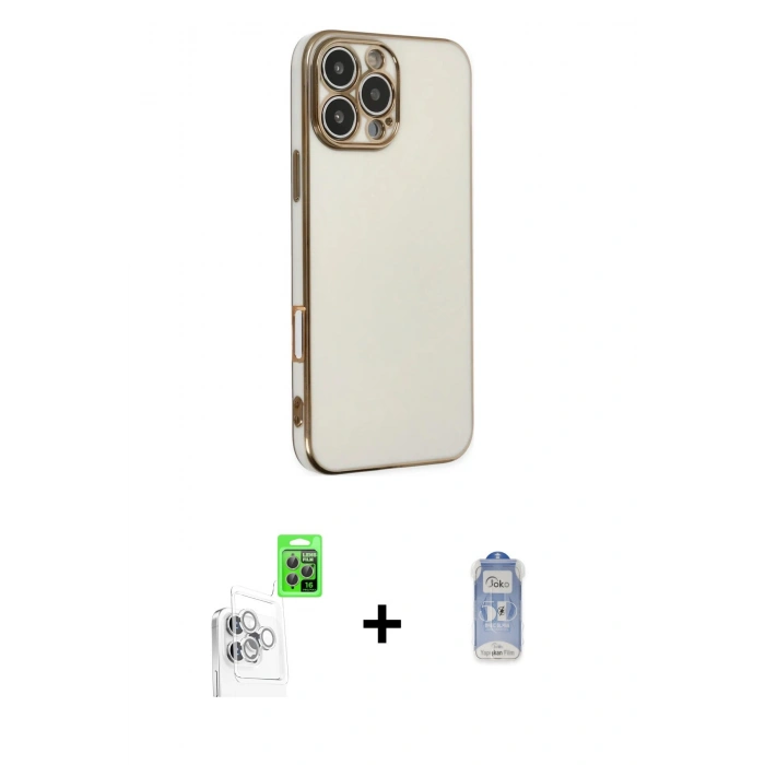 MARSİLYAN™- iPhone 16 Pro Max Kılıf Yankı Serisi - Siyah Joko Magic 5D Cam + Raze Metal Kamera Lens - BZ