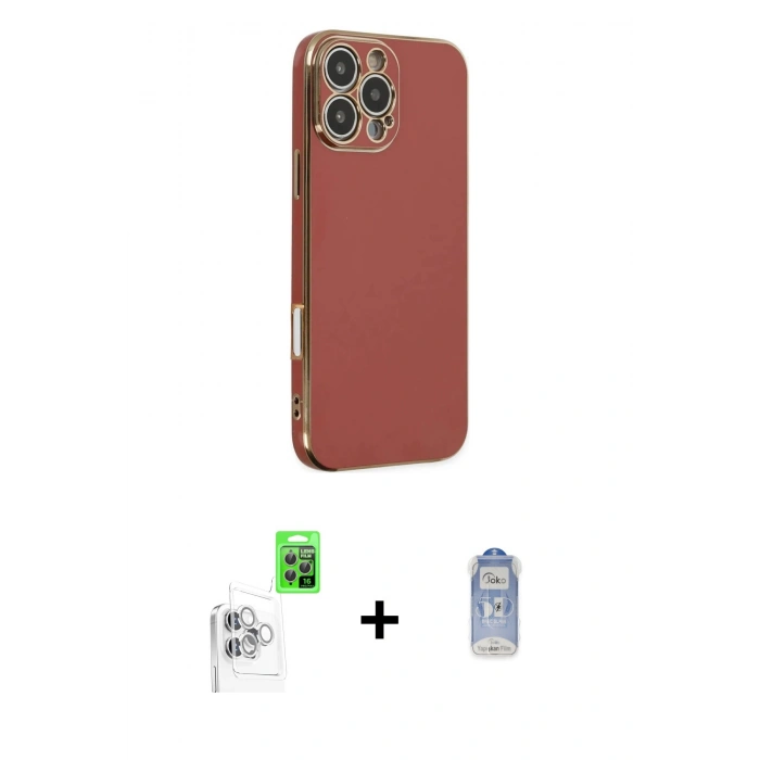MARSİLYAN™- iPhone 16 Pro Max Kılıf Yankı Serisi - Siyah Joko Magic 5D Cam + Raze Metal Kamera Lens - BZ