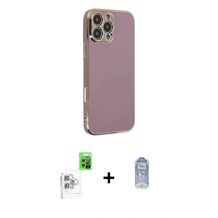 MARSİLYAN™- iPhone 16 Pro Max Kılıf Yankı Serisi - Siyah Joko Magic 5D Cam + Raze Metal Kamera Lens - BZ