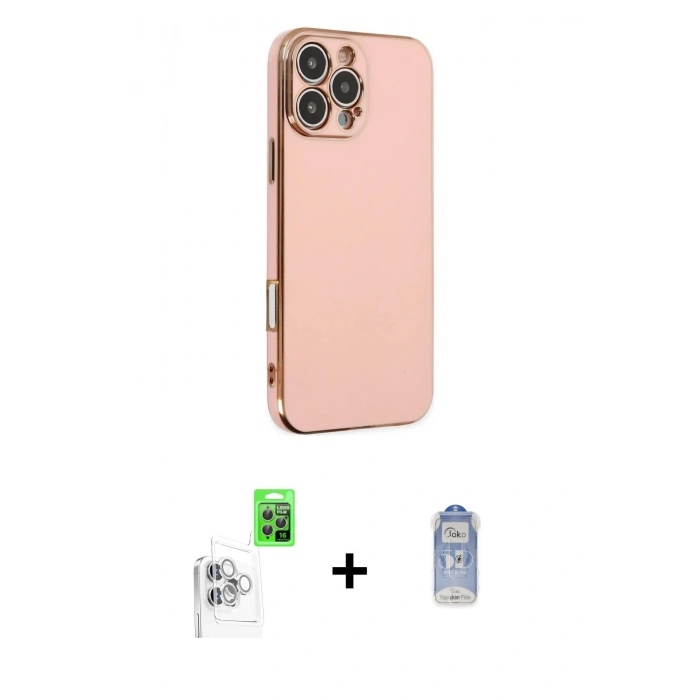 MARSİLYAN™- iPhone 16 Pro Max Kılıf Yankı Serisi - Siyah Joko Magic 5D Cam + Raze Metal Kamera Lens - BZ