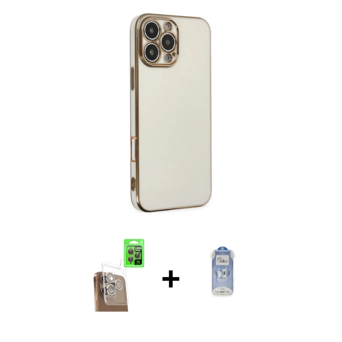 MARSİLYAN™- iPhone 16 Pro Max Kılıf Yankı Serisi - Siyah Joko Magic 5D Cam + Raze Metal Kamera Lens - CLTM