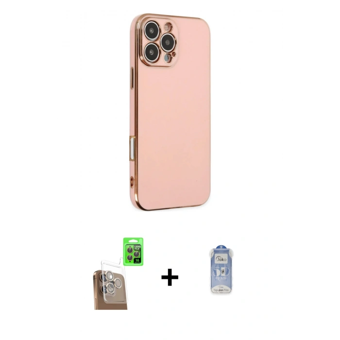 MARSİLYAN™- iPhone 16 Pro Max Kılıf Yankı Serisi - Siyah Joko Magic 5D Cam + Raze Metal Kamera Lens - CLTM