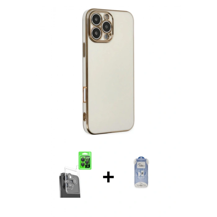 MARSİLYAN™- iPhone 16 Pro Max Kılıf Yankı Serisi - Siyah Joko Magic 5D Cam + Raze Metal Kamera Lens - SH