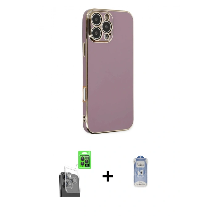 MARSİLYAN™- iPhone 16 Pro Max Kılıf Yankı Serisi - Siyah Joko Magic 5D Cam + Raze Metal Kamera Lens - SH
