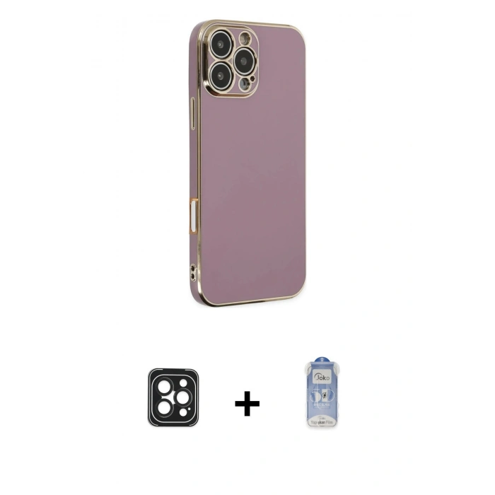 MARSİLYAN™- iPhone 16 Pro Max Kılıf Yankı Serisi - Siyah Joko Magic 5D Cam + PVD Metal Kamera Lens - SH