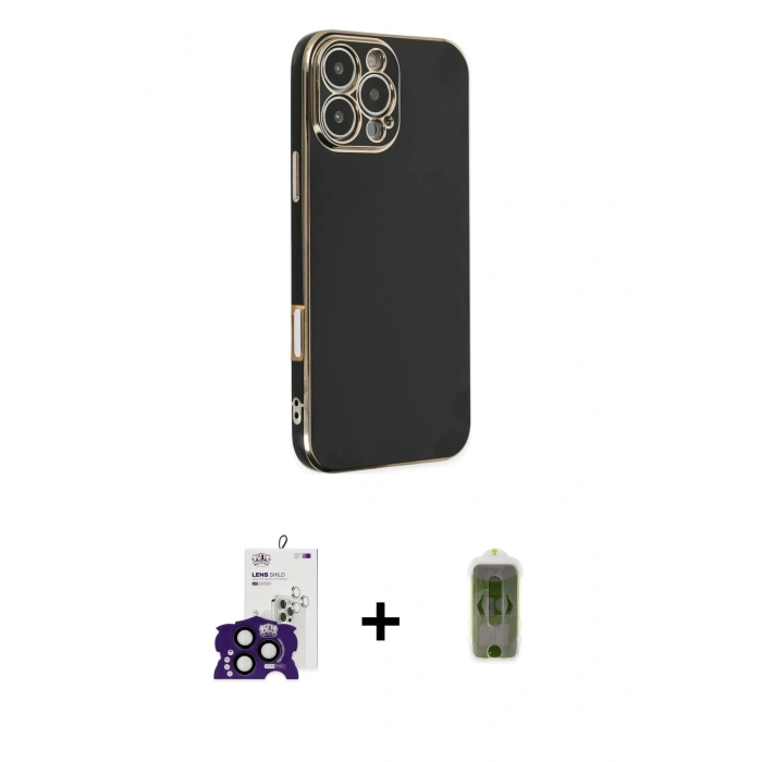 MARSİLYAN™- iPhone 16 Pro Max Kılıf Yankı Serisi - Siyah Joko Magic 5D Hayalet Cam + Bilvis Titan Kamera Lens - SH