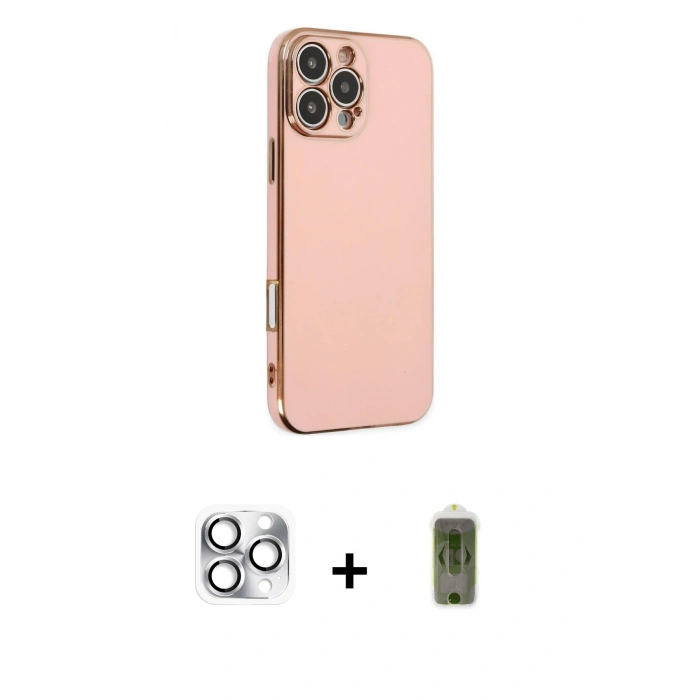 MARSİLYAN™- iPhone 16 Pro Max Kılıf Yankı Serisi - Siyah Joko Magic 5D Hayalet Cam + Gümüş Pers Alüminyum Kamera Lens