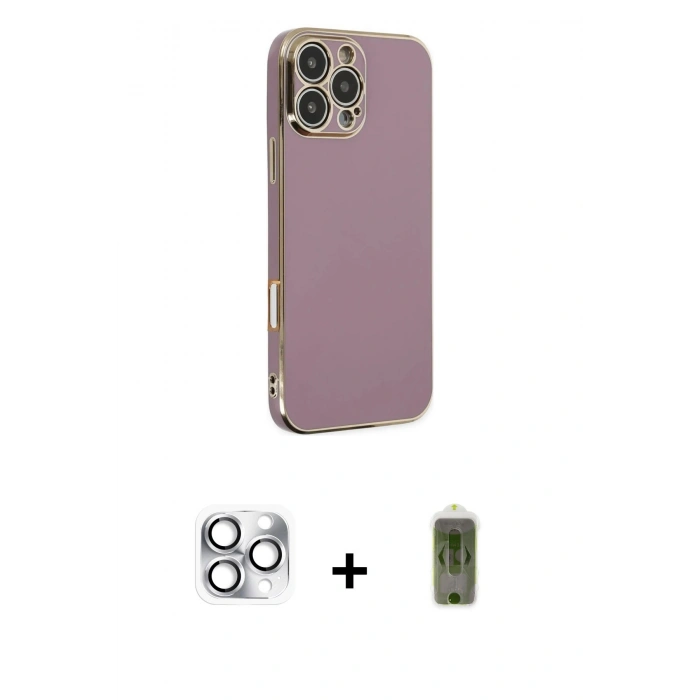 MARSİLYAN™- iPhone 16 Pro Max Kılıf Yankı Serisi - Siyah Joko Magic 5D Hayalet Cam + Gümüş Pers Alüminyum Kamera Lens