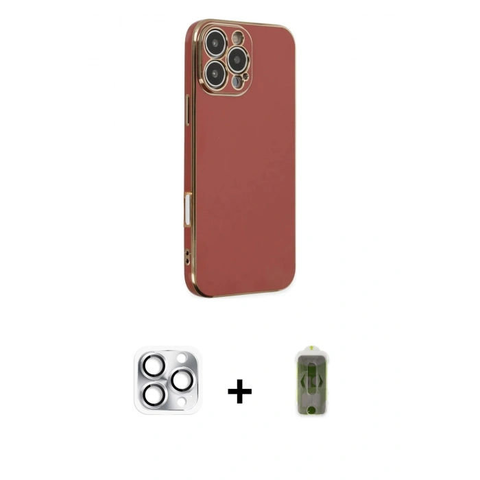 MARSİLYAN™- iPhone 16 Pro Max Kılıf Yankı Serisi - Siyah Joko Magic 5D Hayalet Cam + Gümüş Pers Alüminyum Kamera Lens