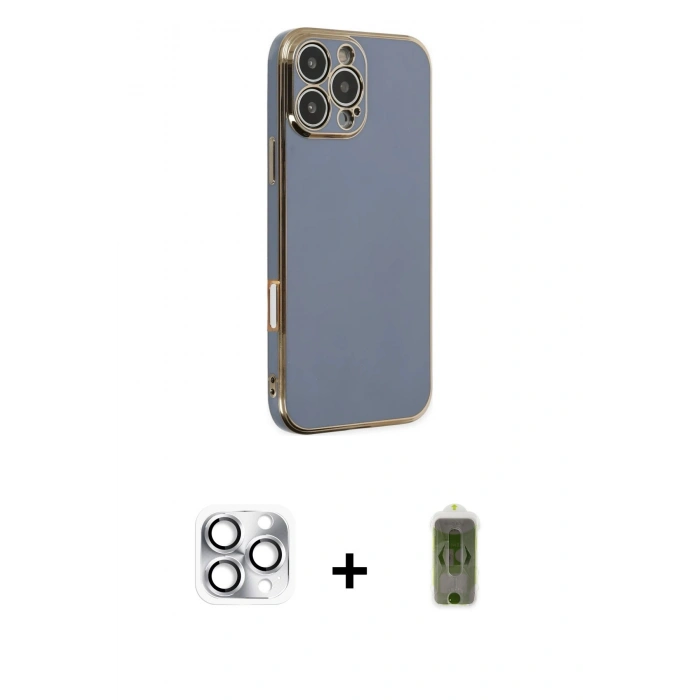 MARSİLYAN™- iPhone 16 Pro Max Kılıf Yankı Serisi - Siyah Joko Magic 5D Hayalet Cam + Gümüş Pers Alüminyum Kamera Lens