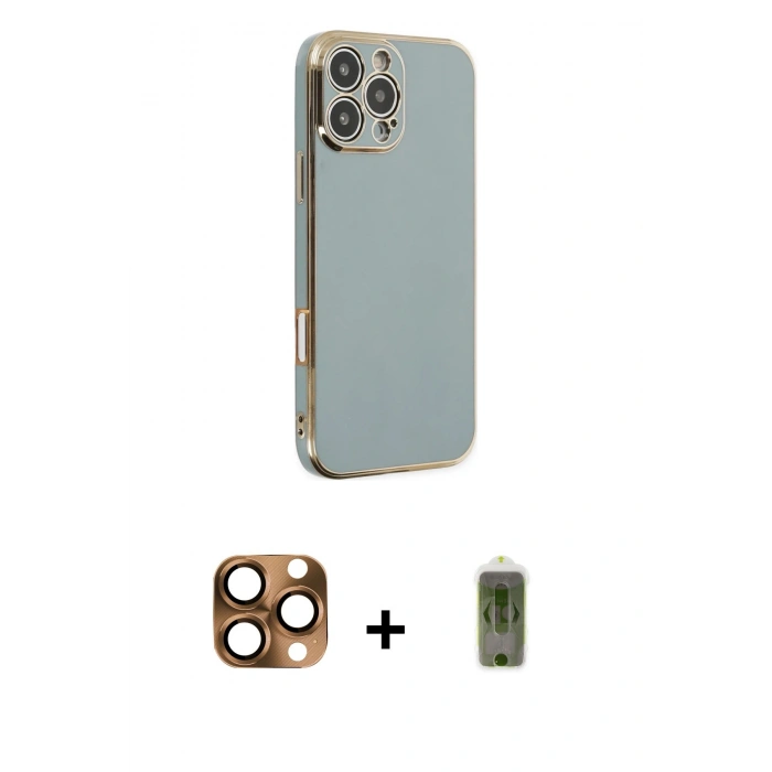 MARSİLYAN™- iPhone 16 Pro Max Kılıf Yankı Serisi - Siyah Joko Magic 5D Hayalet Cam + Pers Alüminyum Kamera Lens - CLTM