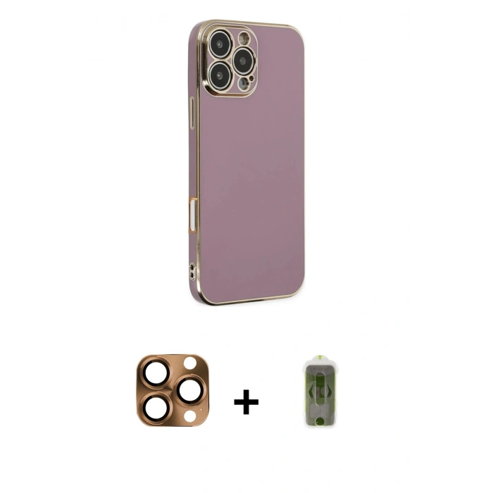 MARSİLYAN™- iPhone 16 Pro Max Kılıf Yankı Serisi - Siyah Joko Magic 5D Hayalet Cam + Pers Alüminyum Kamera Lens - CLTM