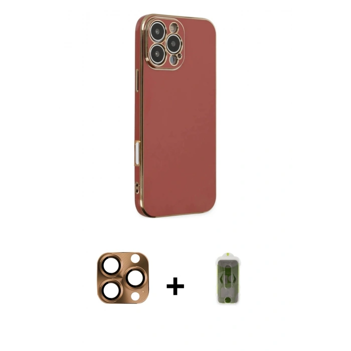 MARSİLYAN™- iPhone 16 Pro Max Kılıf Yankı Serisi - Siyah Joko Magic 5D Hayalet Cam + Pers Alüminyum Kamera Lens - CLTM