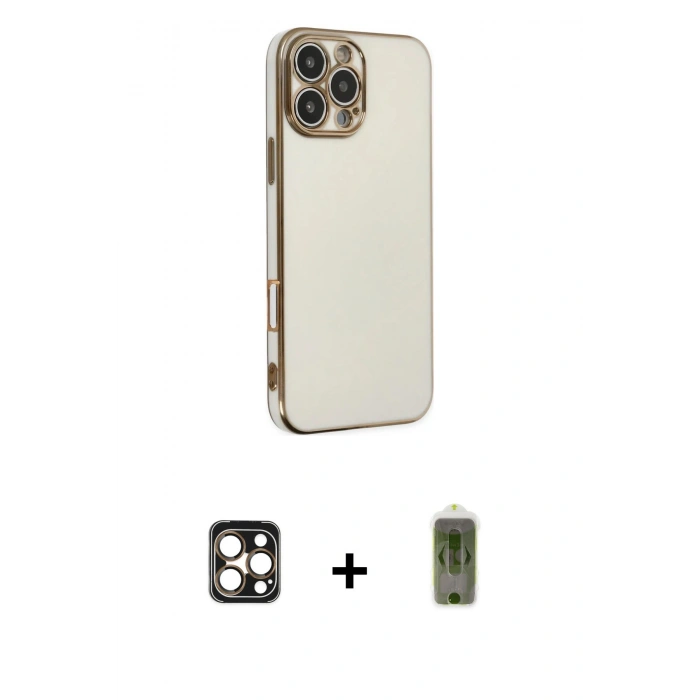 MARSİLYAN™- iPhone 16 Pro Max Kılıf Yankı Serisi - Siyah Joko Magic 5D Hayalet Cam + PVD Metal Kamera Lens - GD