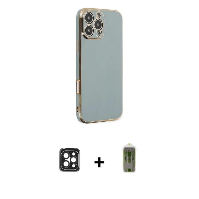 MARSİLYAN™- iPhone 16 Pro Max Kılıf Yankı Serisi - Siyah Joko Magic 5D Hayalet Cam + PVD Metal Kamera Lens - SH