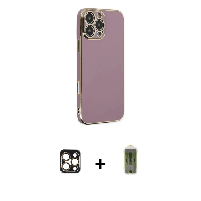 MARSİLYAN™- iPhone 16 Pro Max Kılıf Yankı Serisi - Siyah Joko Magic 5D Hayalet Cam + PVD Metal Kamera Lens - GD
