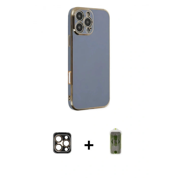 MARSİLYAN™- iPhone 16 Pro Max Kılıf Yankı Serisi - Siyah Joko Magic 5D Hayalet Cam + PVD Metal Kamera Lens - GD