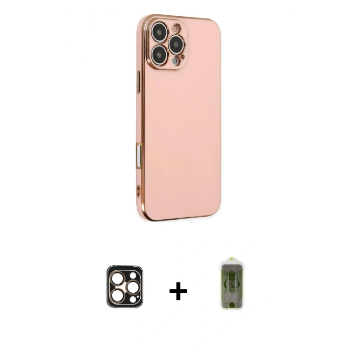 MARSİLYAN™- iPhone 16 Pro Max Kılıf Yankı Serisi - Siyah Joko Magic 5D Hayalet Cam + PVD Metal Kamera Lens - GD
