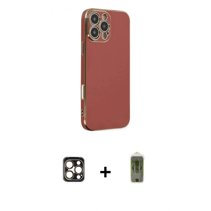 MARSİLYAN™- iPhone 16 Pro Max Kılıf Yankı Serisi - Siyah Joko Magic 5D Hayalet Cam + PVD Metal Kamera Lens - GD