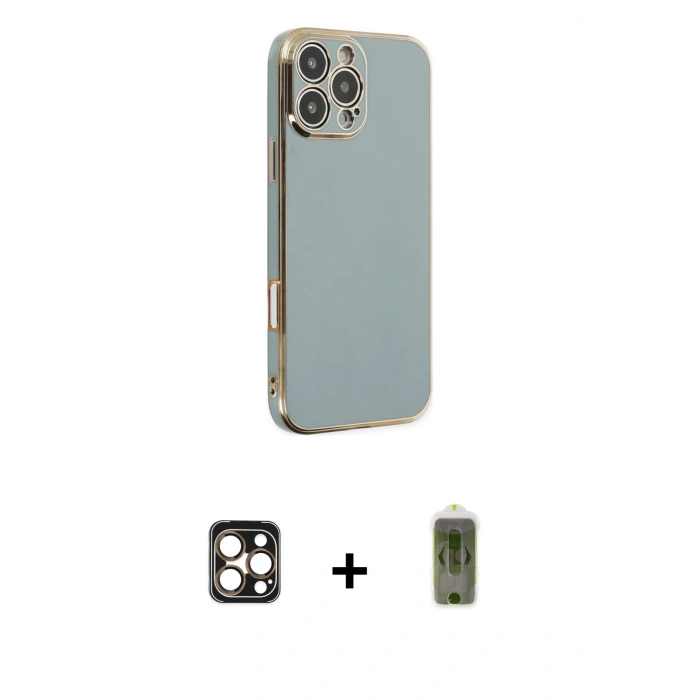 MARSİLYAN™- iPhone 16 Pro Max Kılıf Yankı Serisi - Siyah Joko Magic 5D Hayalet Cam + PVD Metal Kamera Lens - GD