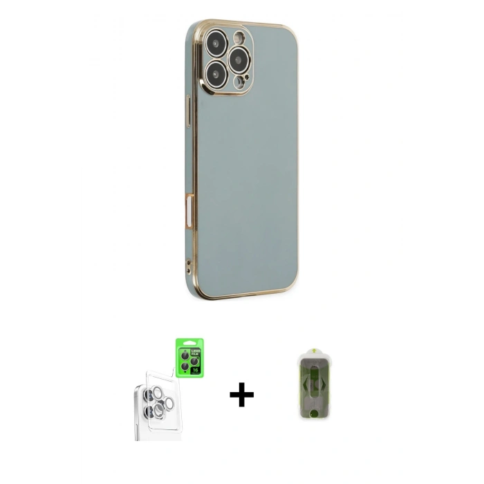 MARSİLYAN™- iPhone 16 Pro Max Kılıf Yankı Serisi - Siyah Joko Magic 5D Hayalet Cam + Raze Metal Kamera Lens - BZ