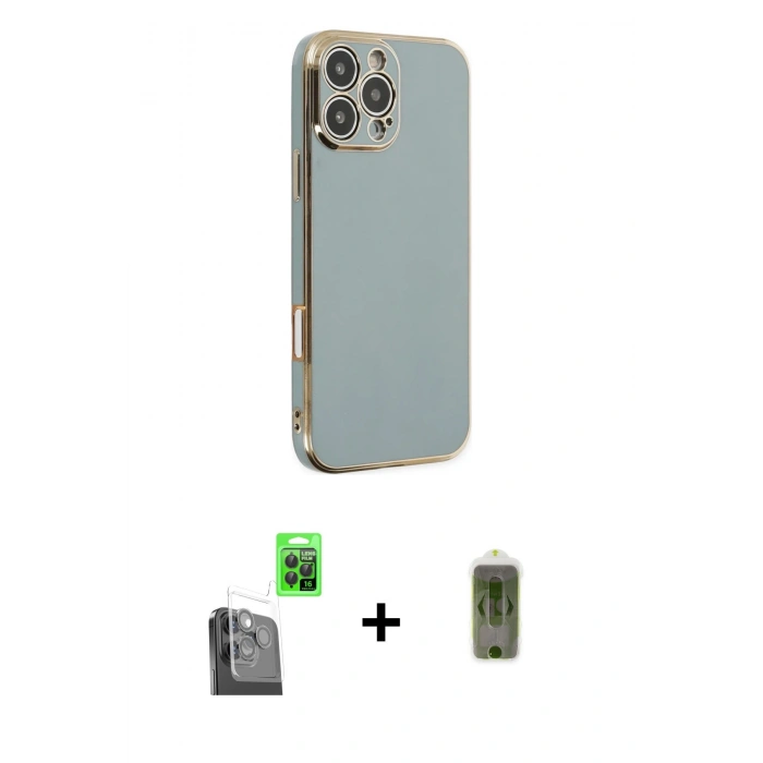 MARSİLYAN™- iPhone 16 Pro Max Kılıf Yankı Serisi - Siyah Joko Magic 5D Hayalet Cam + Raze Metal Kamera Lens - SH