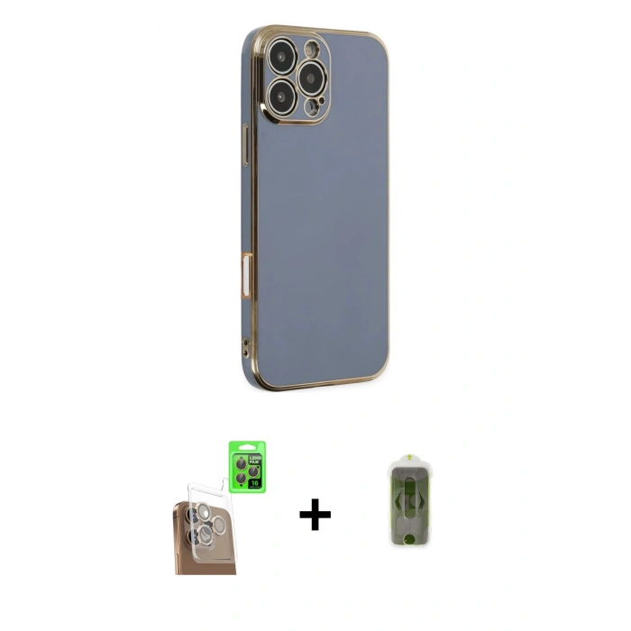 MARSİLYAN™- iPhone 16 Pro Max Kılıf Yankı Serisi - Siyah Joko Magic 5D Hayalet Cam + Raze Metal Kamera Lens - CLTM