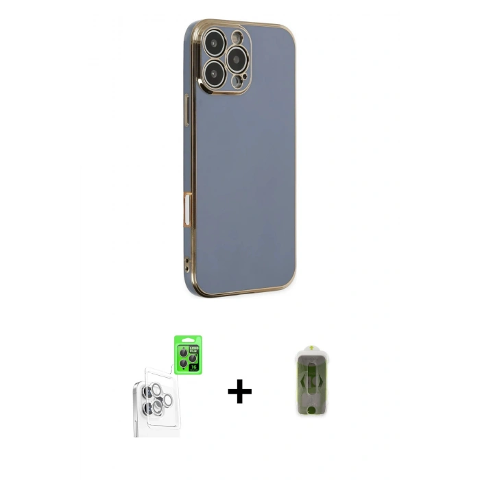 MARSİLYAN™- iPhone 16 Pro Max Kılıf Yankı Serisi - Siyah Joko Magic 5D Hayalet Cam + Raze Metal Kamera Lens - BZ