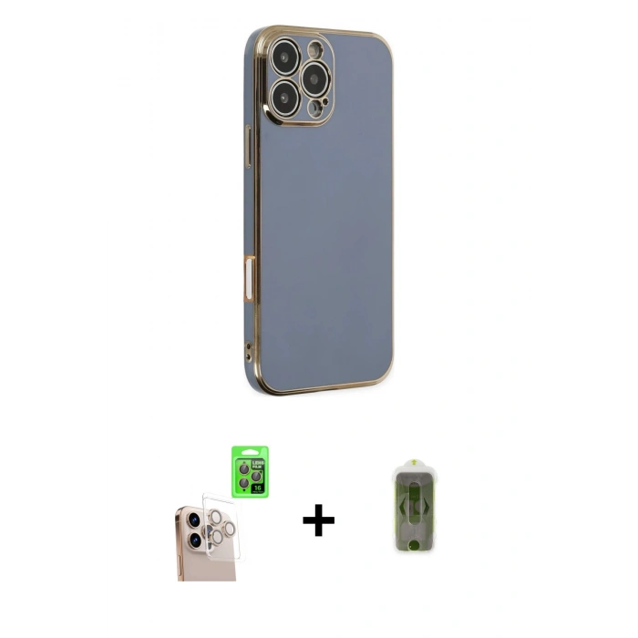 MARSİLYAN™- iPhone 16 Pro Max Kılıf Yankı Serisi - Siyah Joko Magic 5D Hayalet Cam + Raze Metal Kamera Lens - NLGY