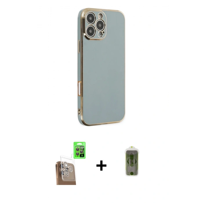 MARSİLYAN™- iPhone 16 Pro Max Kılıf Yankı Serisi - Siyah Joko Magic 5D Hayalet Cam + Raze Metal Kamera Lens - CLTM