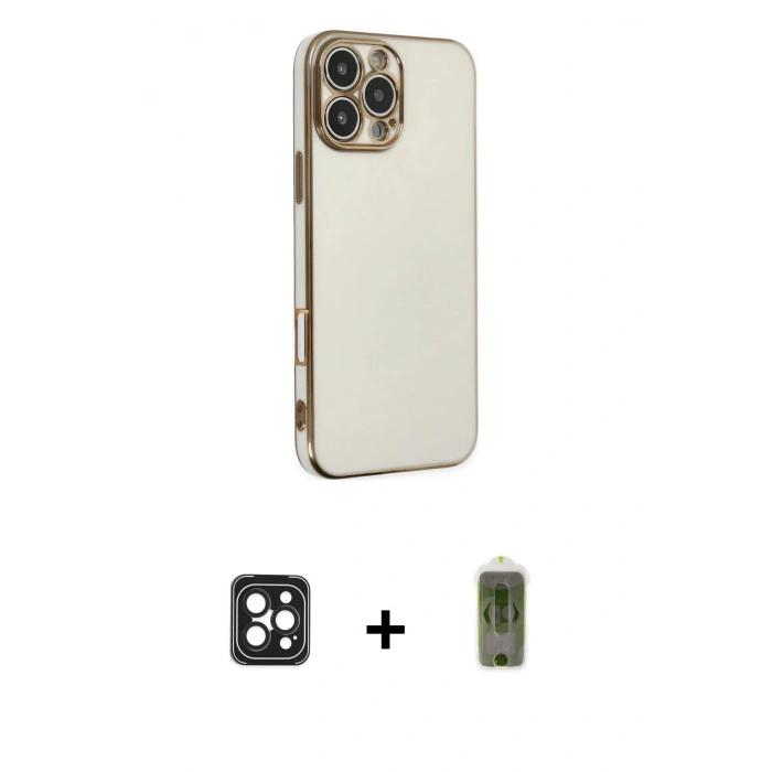 MARSİLYAN™- iPhone 16 Pro Max Kılıf Yankı Serisi - Siyah Joko Magic 5D Hayalet Cam + Siyah PVD Metal Kamera Lens