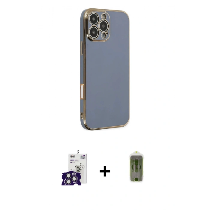 MARSİLYAN™- iPhone 16 Pro Max Kılıf Yankı Serisi - Siyah Joko Magic 5D Hayalet Cam + Titanyum Gri Bilvis Titan Kamera Lens