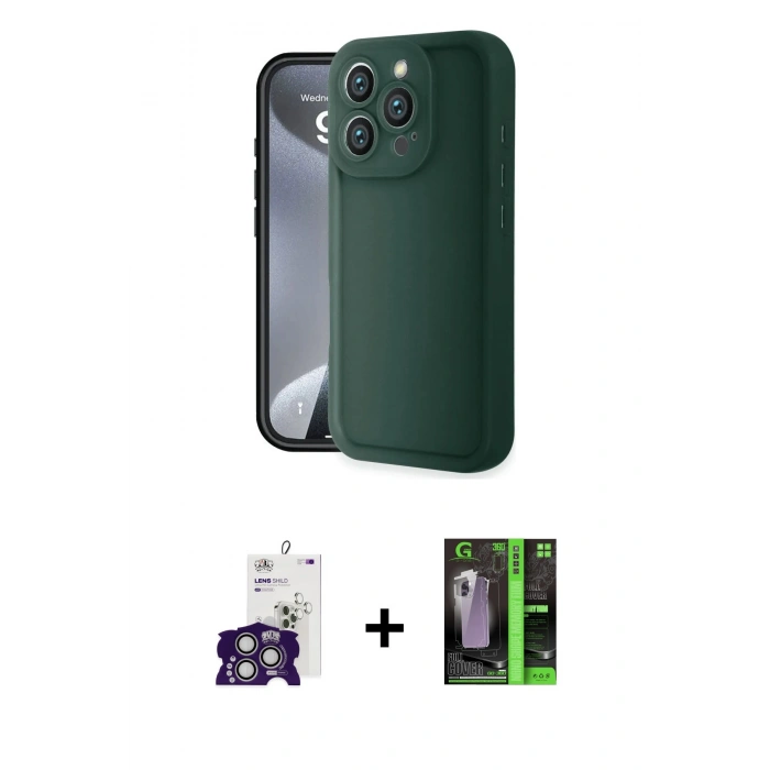 MARSİLYAN™- iPhone 16 Pro Max Kılıf Yankı Yansıma Özel Seri - Şeffaf 360 Full Body Arka Koruyucu + Bilvis Titan Kamera Lens - GS