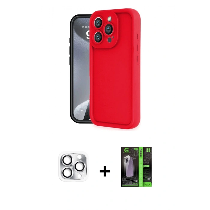 MARSİLYAN™- iPhone 16 Pro Max Kılıf Yankı Yansıma Özel Seri - Şeffaf 360 Full Body Arka Koruyucu + Pers Alüminyum Kamera Lens - GS