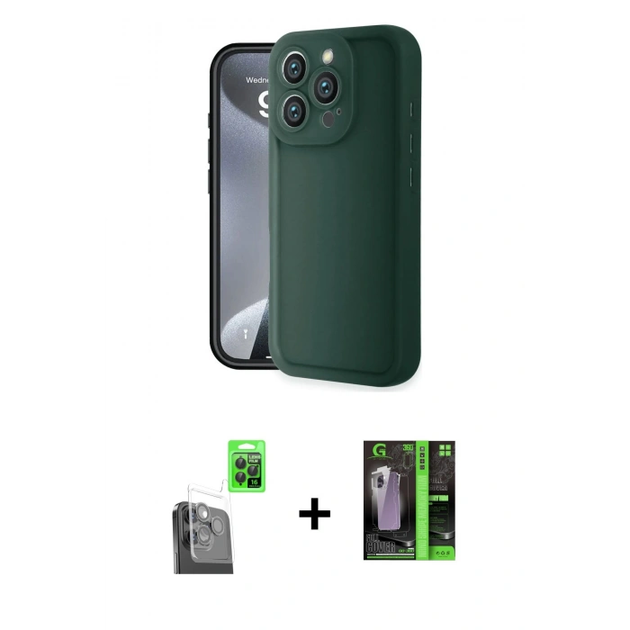 MARSİLYAN™- iPhone 16 Pro Max Kılıf Yankı Yansıma Özel Seri - Şeffaf 360 Full Body Arka Koruyucu + Raze Metal Kamera Lens - SH