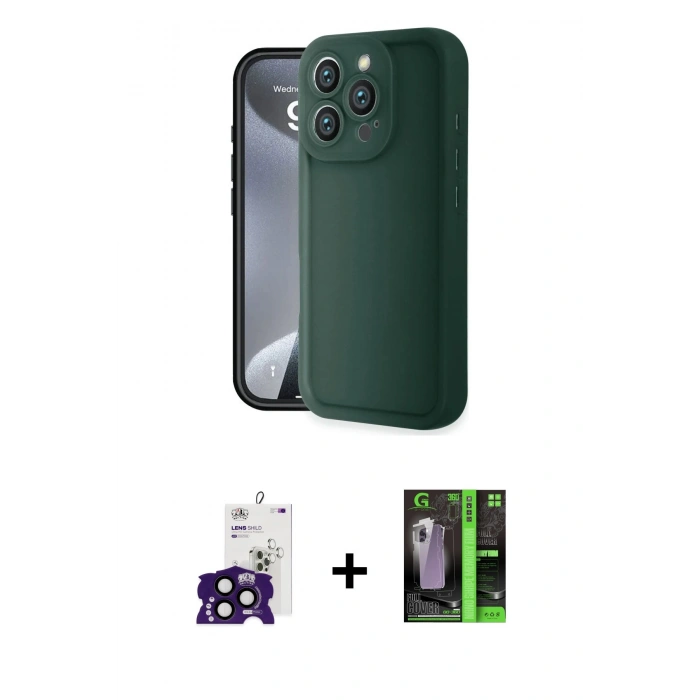 MARSİLYAN™- iPhone 16 Pro Max Kılıf Yankı Yansıma Özel Seri - Şeffaf 360 Full Body Arka Koruyucu + Siyah Bilvis Titan Kamera Lens